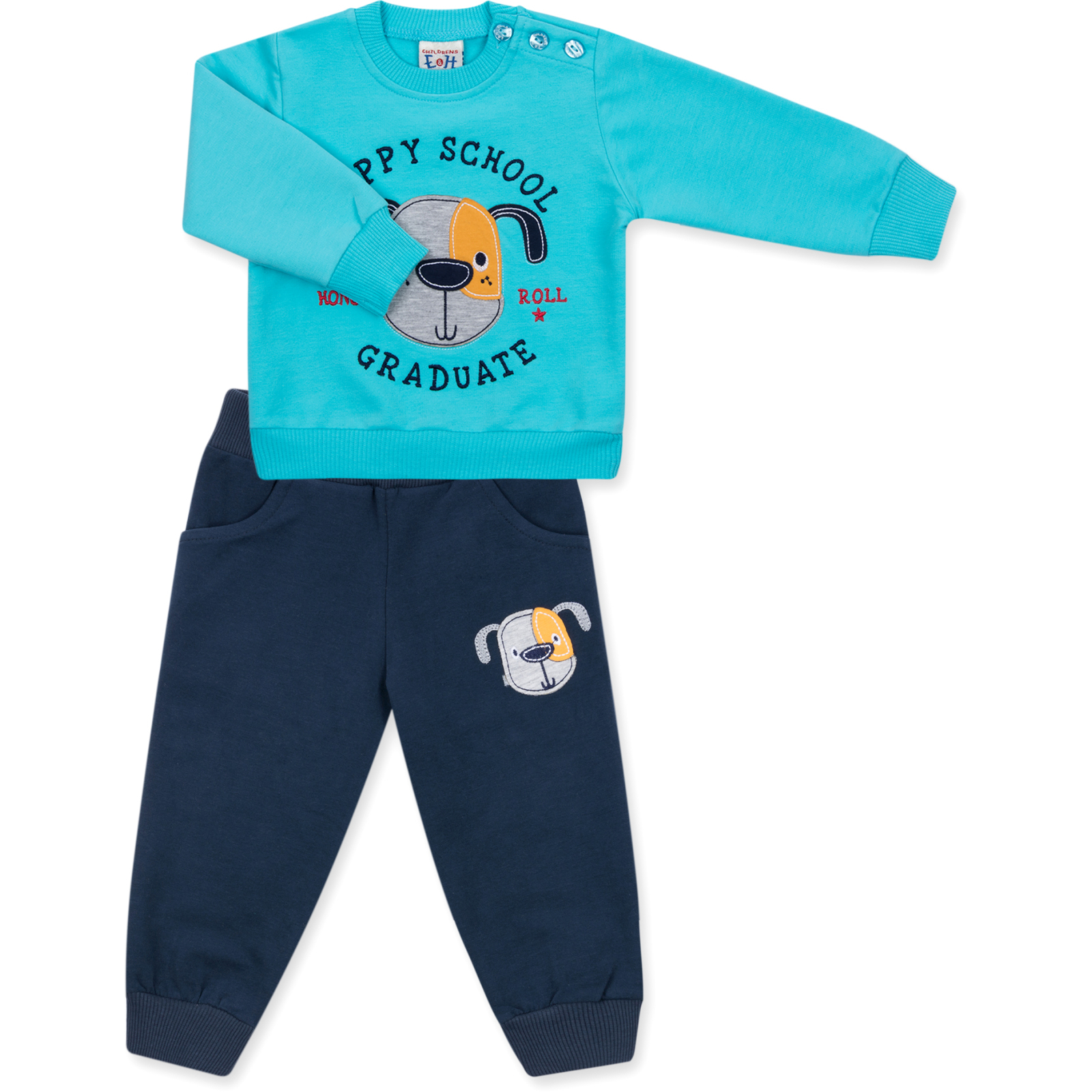 Набор детской одежды E&H с собачкой "PUPPY SCHOOL" (8653-74B-blue)