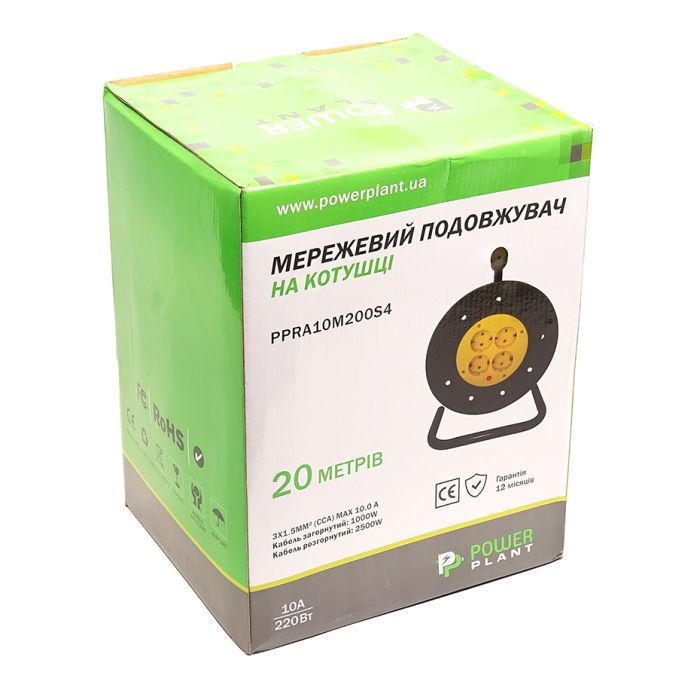 Сетевой удлинитель PowerPlant на катушке 20 м, 4 розетки (JY-2002/20) (PPRA10M200S4) изображение 5