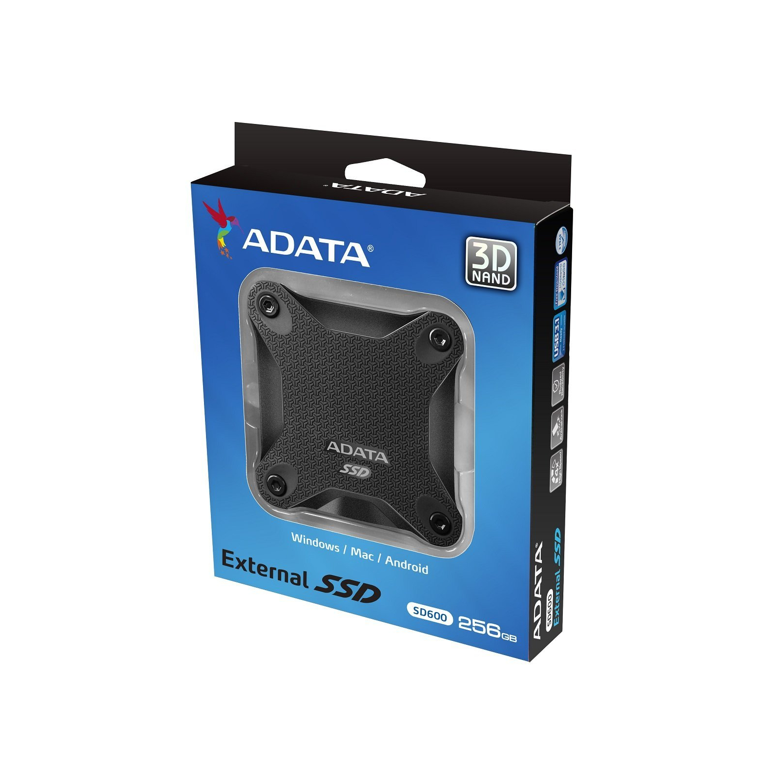 Накопичувач SSD USB 3.1 256GB ADATA (ASD600-256GU31-CBK) зображення 3