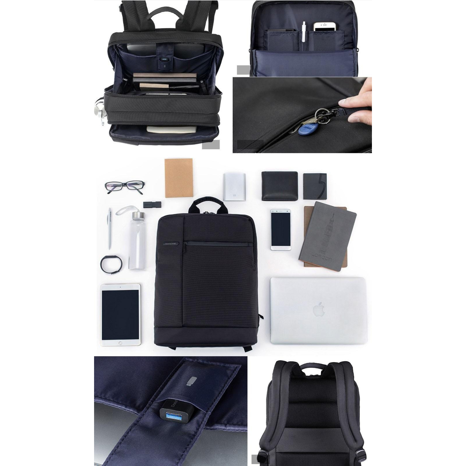 Рюкзак для ноутбука Xiaomi 14" RunMi 90 Classic Business Backpack Dark Grey/Black (Ф00650) изображение 7