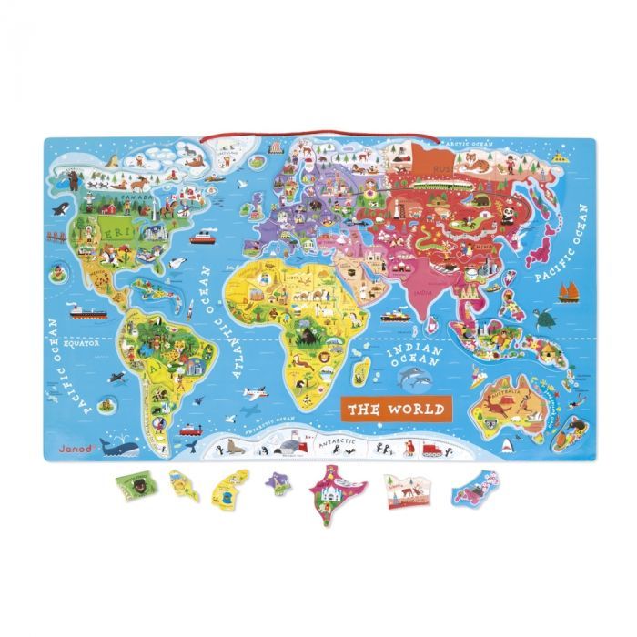 Развивающая игрушка Janod Магнитная карта мира англ.язык (J05504)