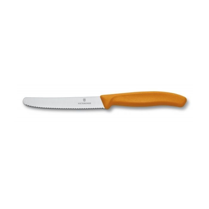 Кухонный нож Victorinox SwissClassic для овощей 11 см, волнистое лезвие, оранжевый (6.7836.L119)