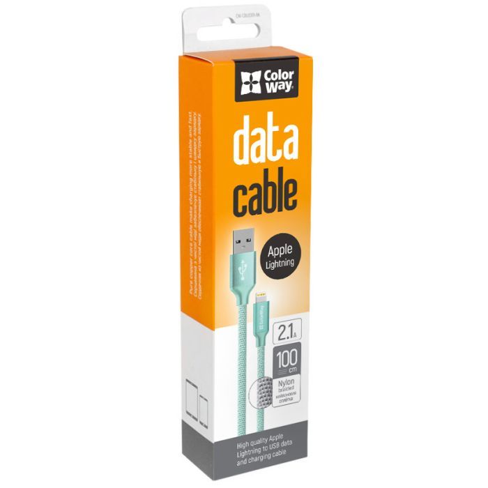 Дата кабель USB 2.0 AM to Lightning 1.0m mint ColorWay (CW-CBUL004-MT) зображення 3
