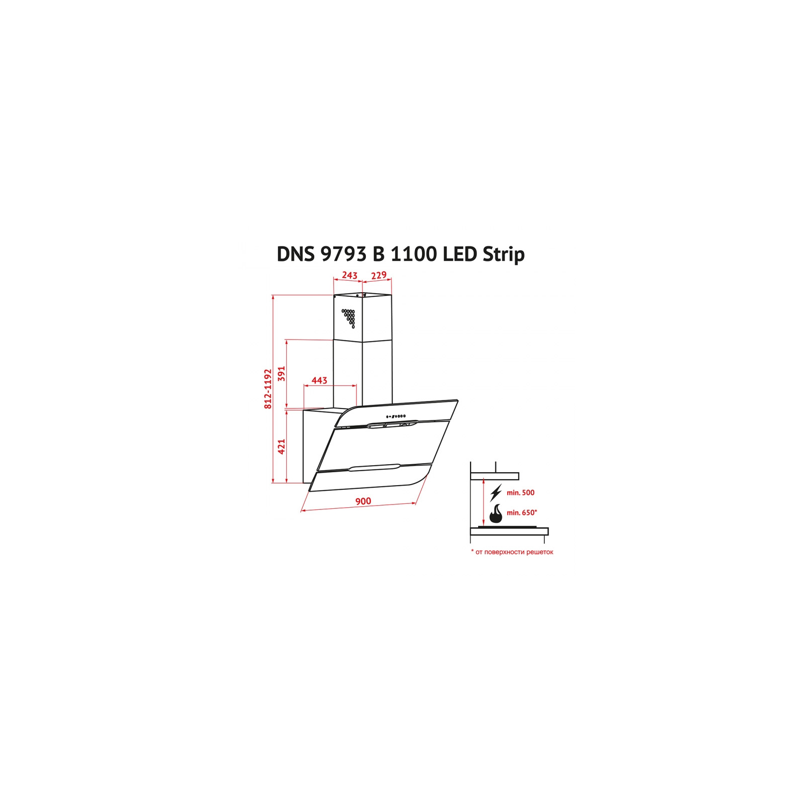 Вытяжка кухонная Perfelli DNS 9793 B 1100 BL LED Strip изображение 7