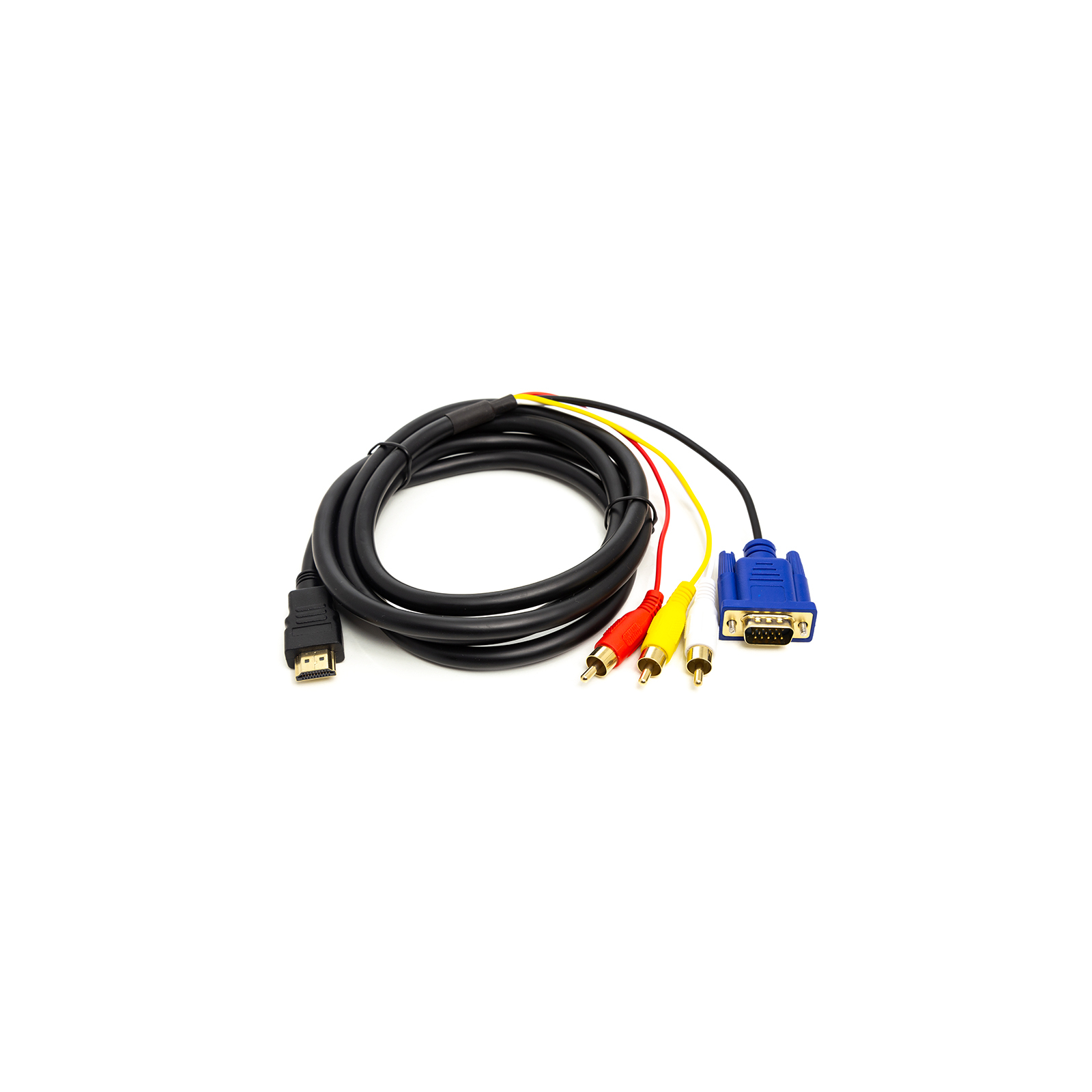 Кабель мультимедийный HDMI to VGA / 3*RCA 1.0m 1080p PowerPlant (CA912018)