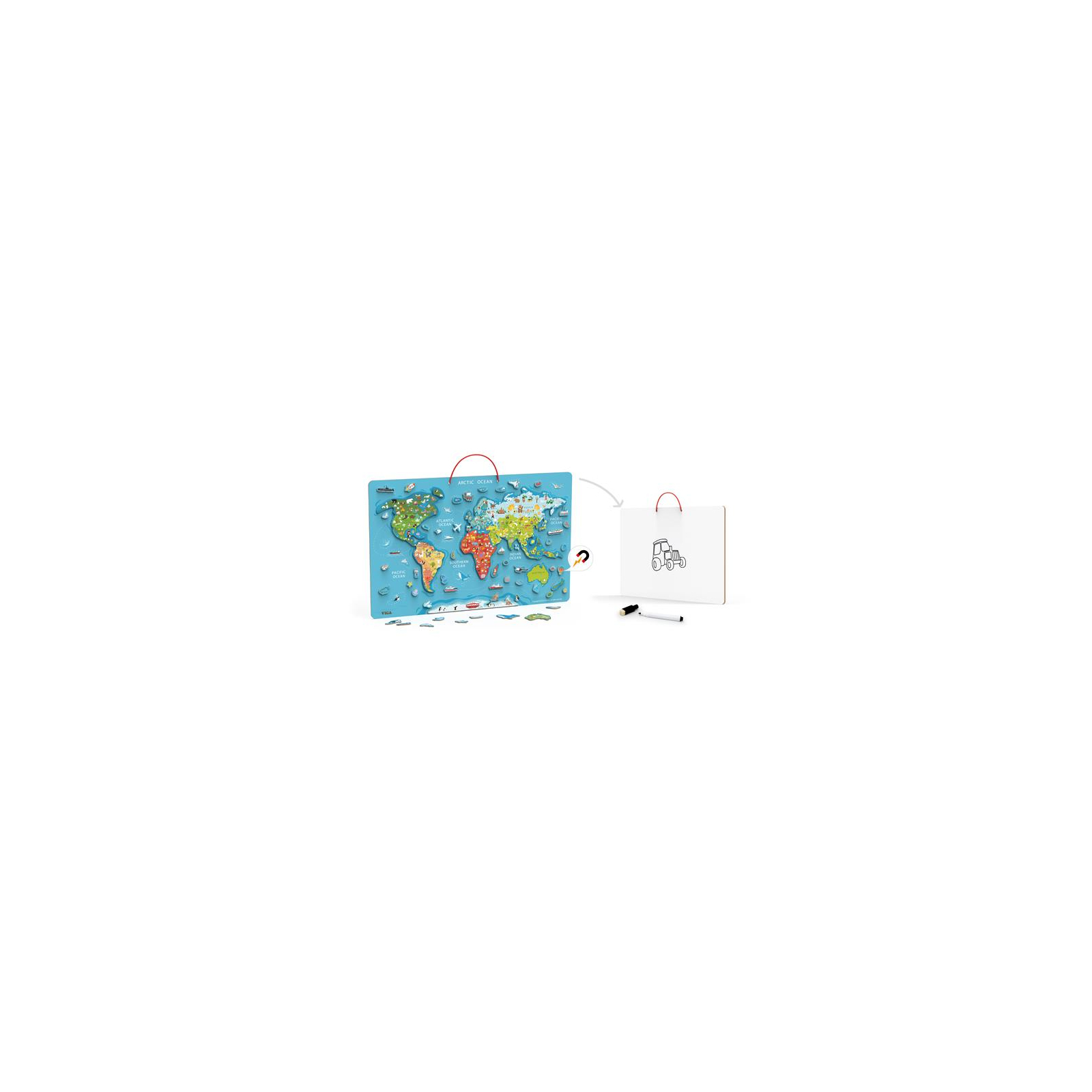 Пазл Viga Toys магнитный Карта мира с маркерной доской, на английском (44508EN) изображение 3