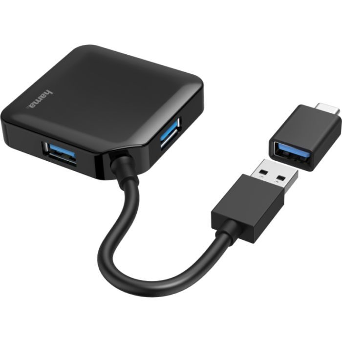 Концентратор Hama 4 Ports USB 3.2, USB-C Adapter Black (00200116) изображение 2