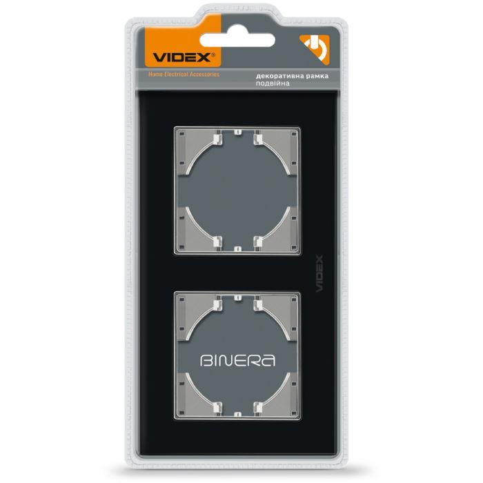 Рамка Videx BINERA чорне скло 2 пости (VF-BNFRG2H-B)