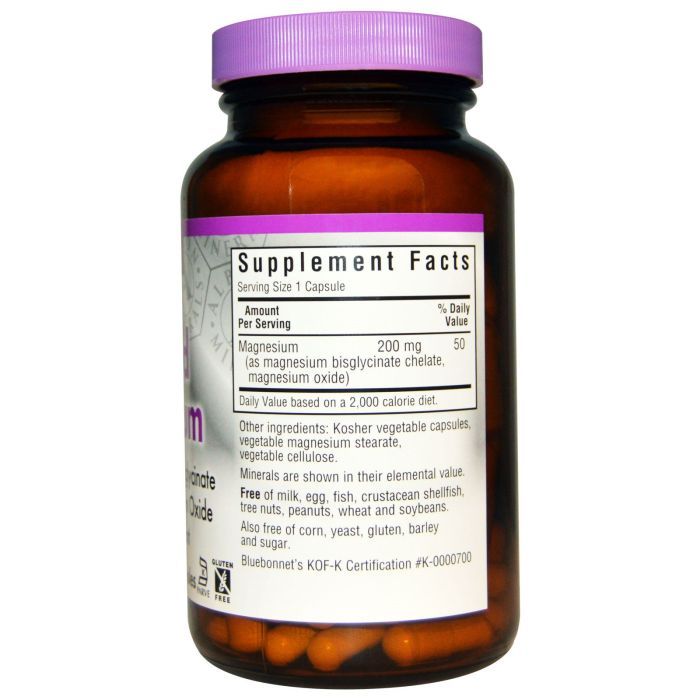 Минералы Bluebonnet Nutrition Хелатный Буферный Магний 200мг, Albion, 120 гелевых капсул (BLB-00673) изображение 2