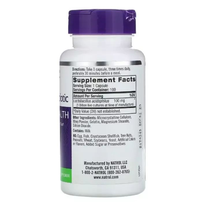 Пробіотики Natrol Прибуток Acidophilus, 1 Billion, 100 капсул (NTL-00970) зображення 2