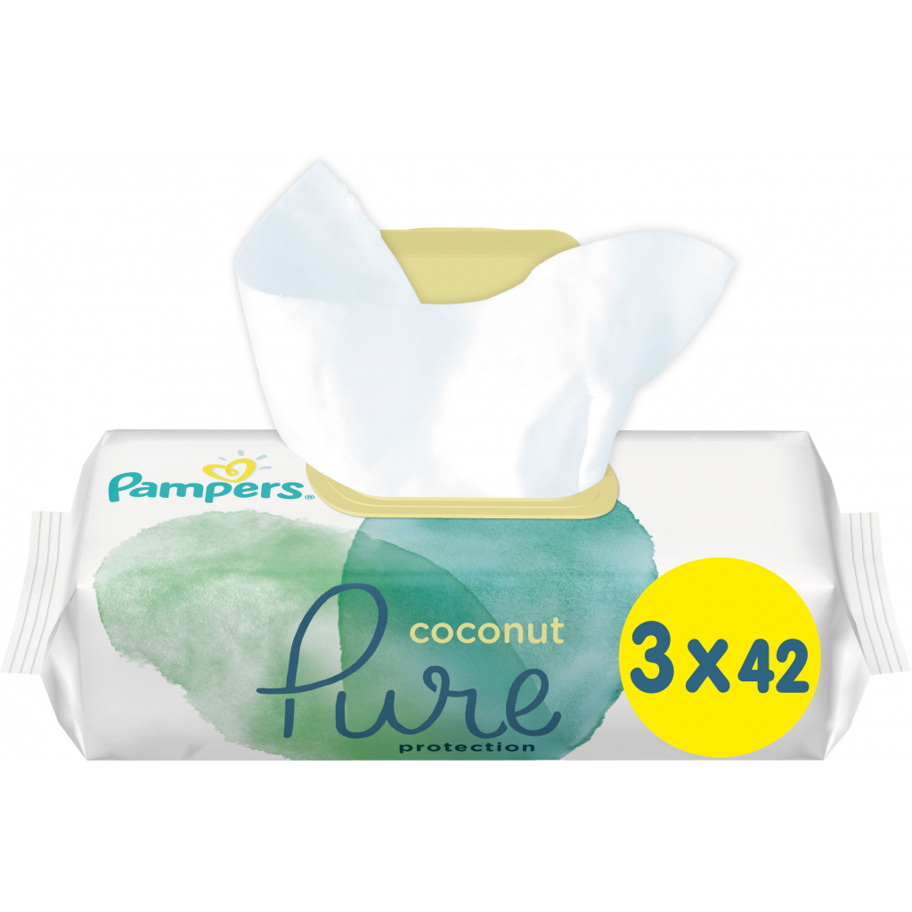 Дитячі вологі серветки Pampers Pure Coconut 126 шт (8001841708942)