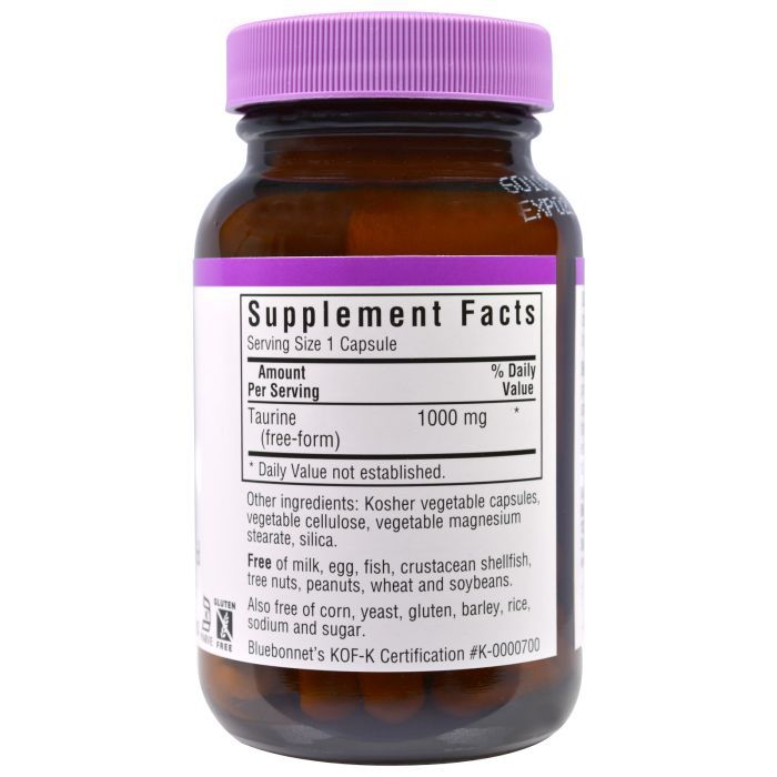 Амінокислота Bluebonnet Nutrition Таурин 1000 мг, 50 гелевих капсул (BLB-00087) зображення 2