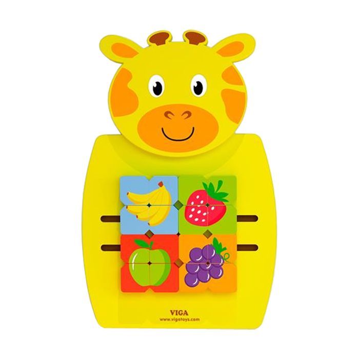Развивающая игрушка Viga Toys Бизиборд Жираф с фруктами (50680FSC)