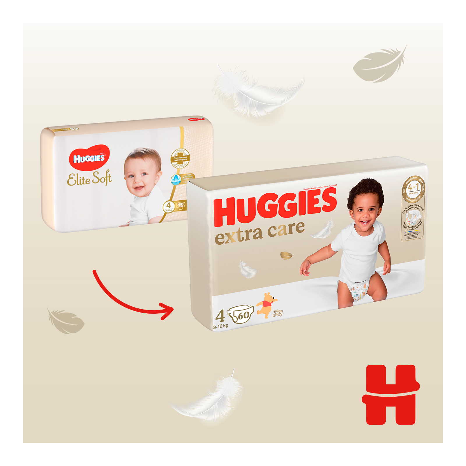 Підгузки Huggies Extra Care 4 (8-16 кг) 60 шт (5029053578118) зображення 4
