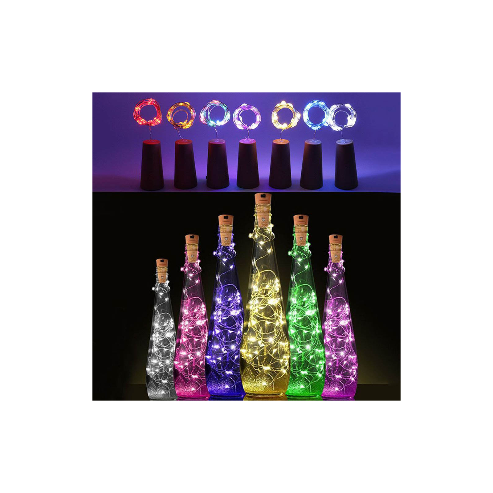 Гірлянда ColorWay пробка для пляшки на батарейках LED 20/2М (5шт/уп) кольорова (CW-GC-20L2BMC) зображення 6