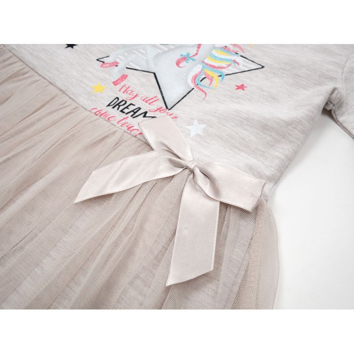 Плаття дитяче POP FASHION з фатиновою спідницею з єдинорогом (6738-98G-beige) зображення 3