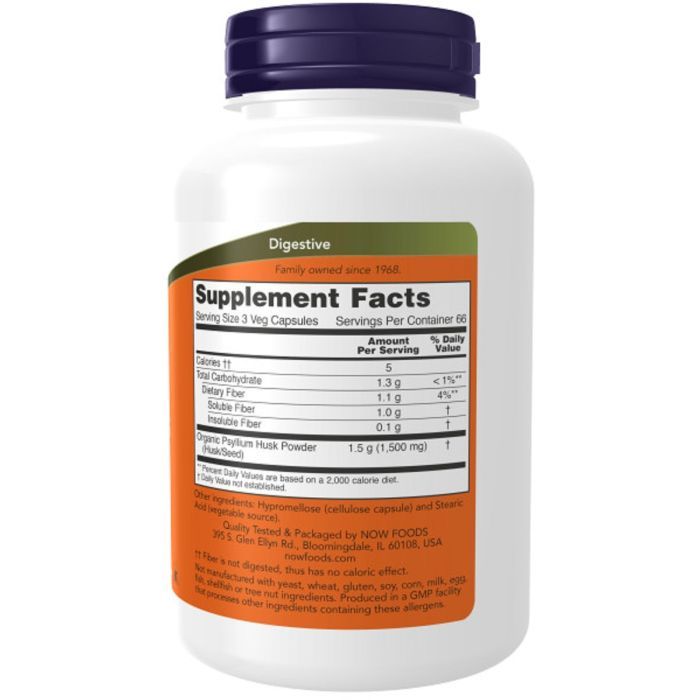 Травы Now Foods Подорожник (Псилиум), Psyllium Husks, 500 мг, 200 вегетариа (NF5970) изображение 2