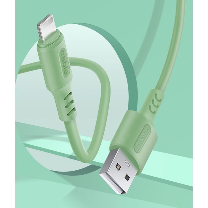 Дата кабель USB 2.0 AM to Lightning 1.0m soft silicone green ColorWay (CW-CBUL042-GR) зображення 3