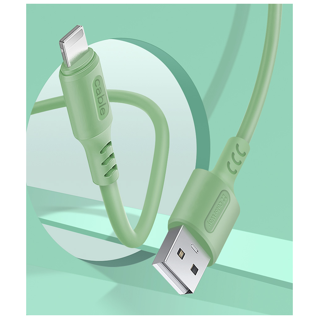 Дата кабель USB 2.0 AM to Lightning 1.0m soft silicone green ColorWay (CW-CBUL042-GR) изображение 3