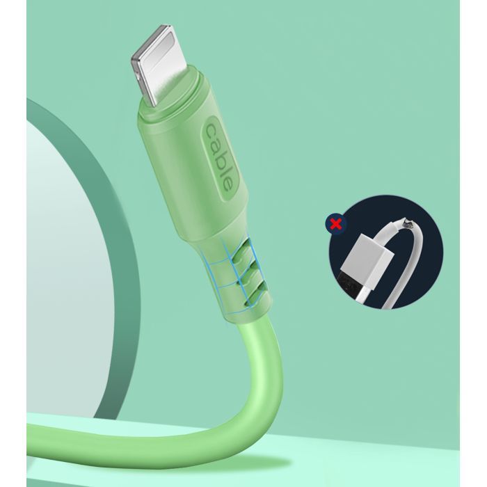 Дата кабель USB 2.0 AM to Lightning 1.0m soft silicone green ColorWay (CW-CBUL042-GR) зображення 5