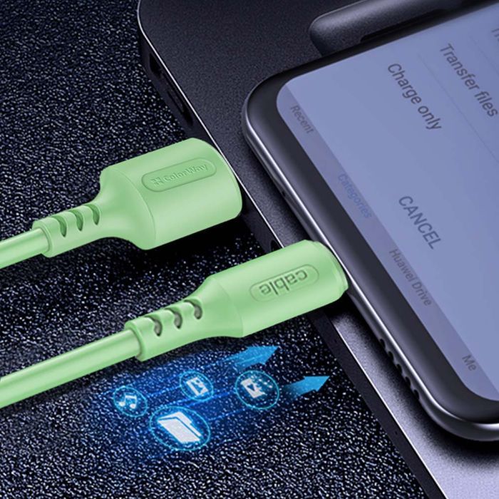 Дата кабель USB 2.0 AM to Lightning 1.0m soft silicone green ColorWay (CW-CBUL042-GR) зображення 6