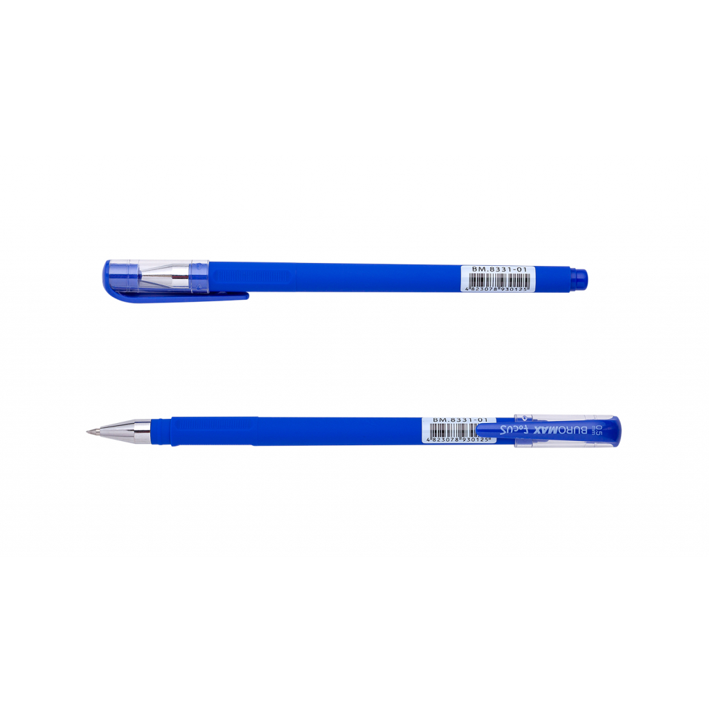Ручка гелевая Buromax FOCUS, RUBBER TOUCH, 0,5 мм, синие чернила (BM.8331-01)