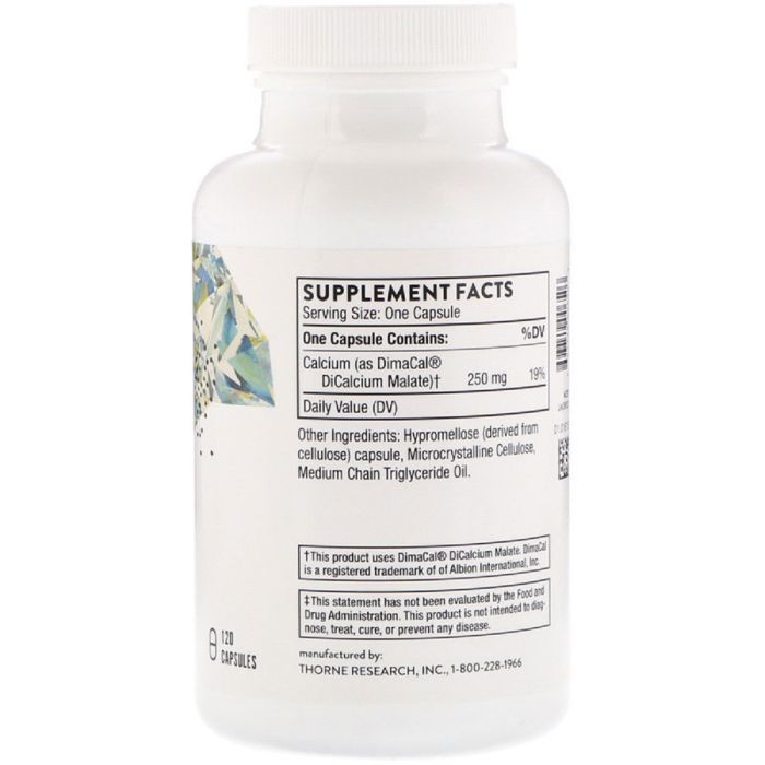 Минералы Thorne Research Дикальций Малат, Dicalcium Malate, 120 Капсул (THR-00650) изображение 2