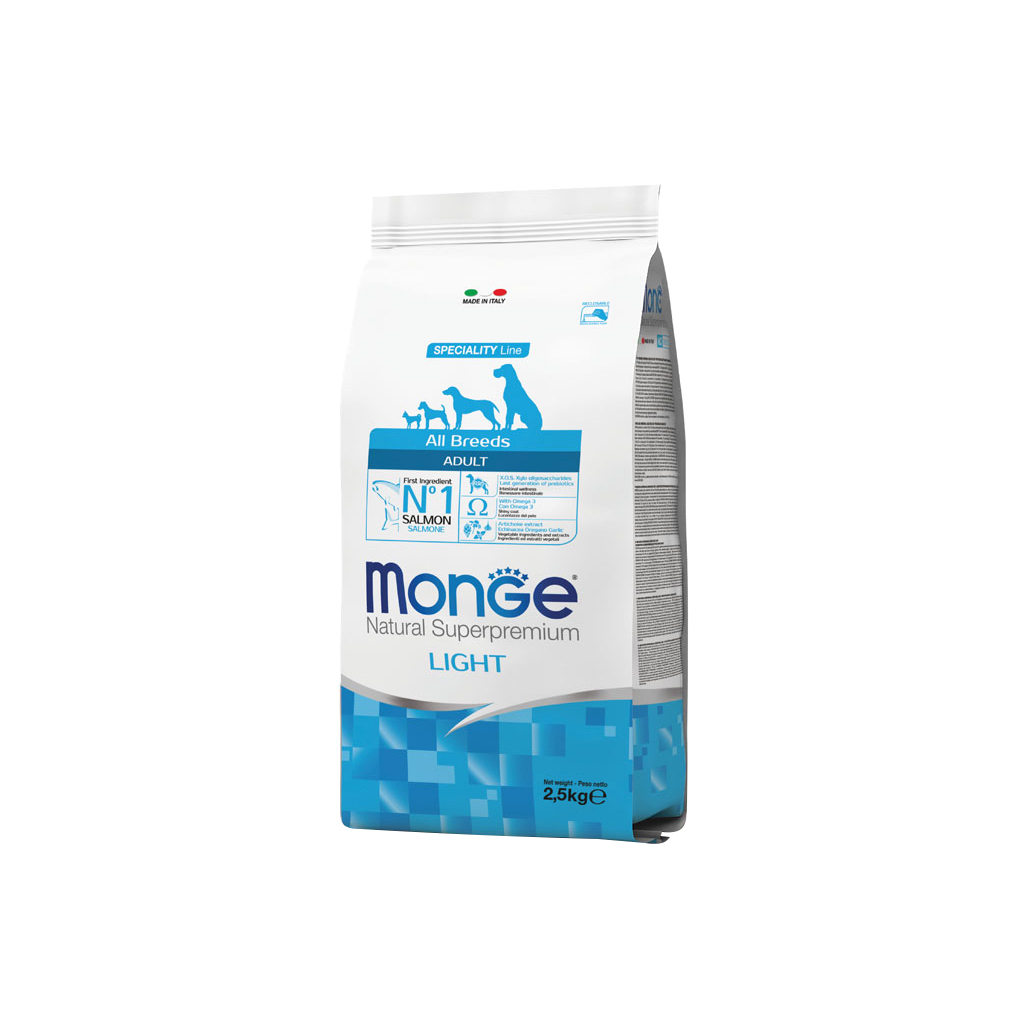 Сухий корм для собак Monge Dog All breeds Adult Light лосось з рисом 2.5 кг (8009470011228)