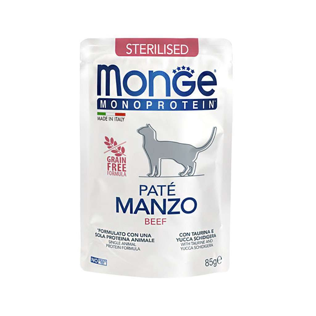 Паштет для кошек Monge Cat Monoprotein Sterilised говядина 85 г (8009470013741)