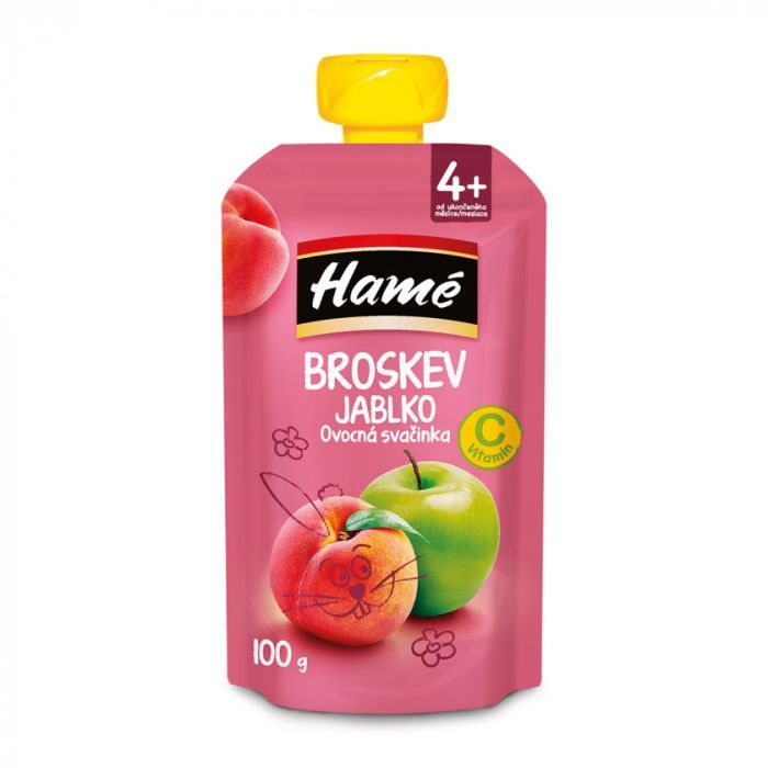 Детское пюре Hame Pouch Яблоко, персик, 100 г (8595139797515)