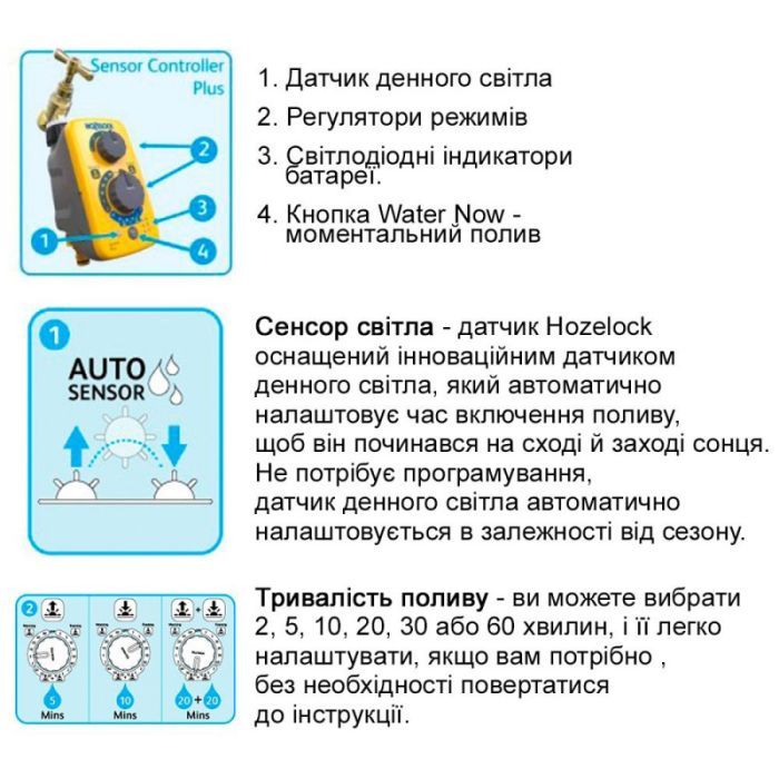 Таймер для полива HoZelock Sensor Plus (10634) изображение 3