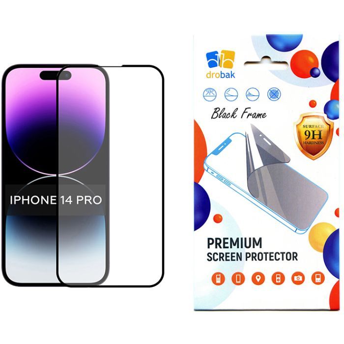 Скло захисне Drobak Apple iPhone 14 Pro (Black) (505057)