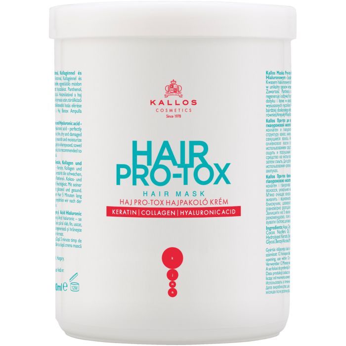 Маска для волос Kallos Cosmetics Hair Pro-Tox Восстанавливающая с кератином, коллагеном и гиалуроновой кислотой 1000 мл (5998889511418)