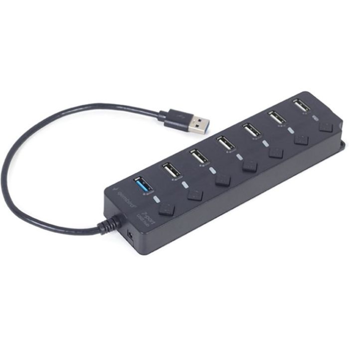 Концентратор Gembird 7 ports (1xUSB3.1+6xUSB2.0) switch black (UHB-U3P1U2P6P-01) зображення 2