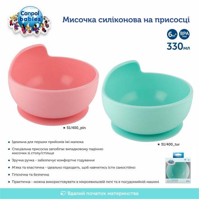 Тарілка дитяча Canpol babies силіконова на присосці - бірюзова (51/400_tur) зображення 9