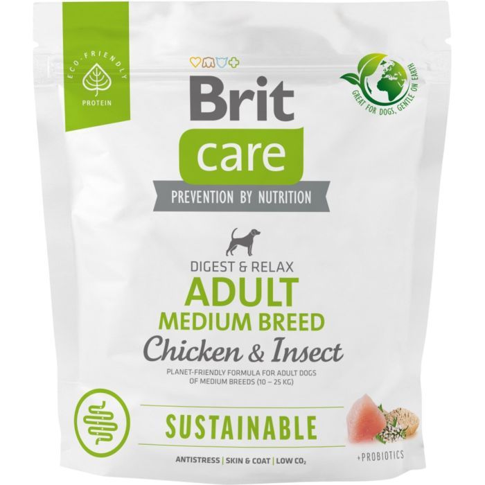 Сухий корм для собак Brit Care Dog Sustainable Adult Medium Breed з куркою та комахами 3 кг (8595602558698)