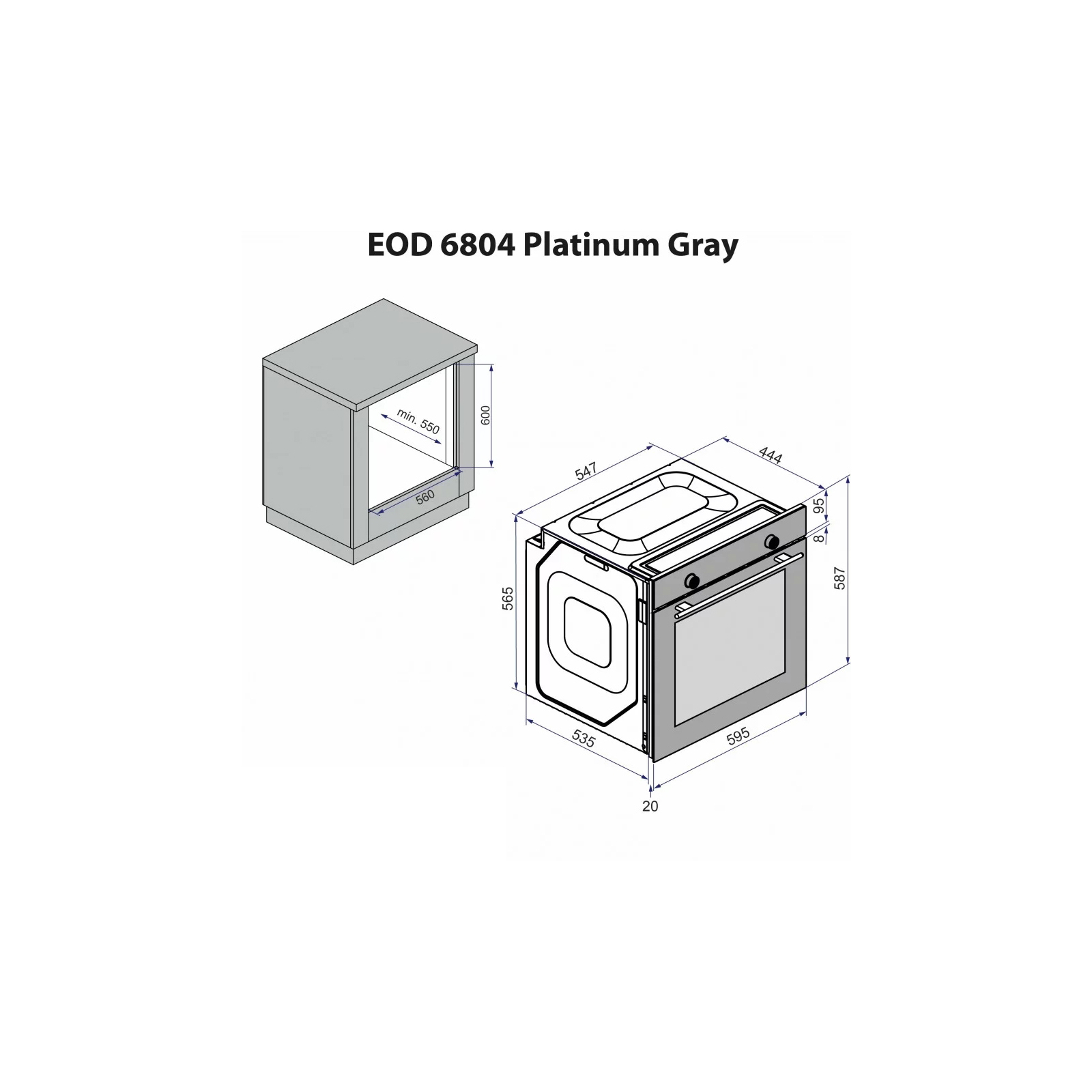 Духова шафа Minola EOD 6804 Platinum Gray зображення 12