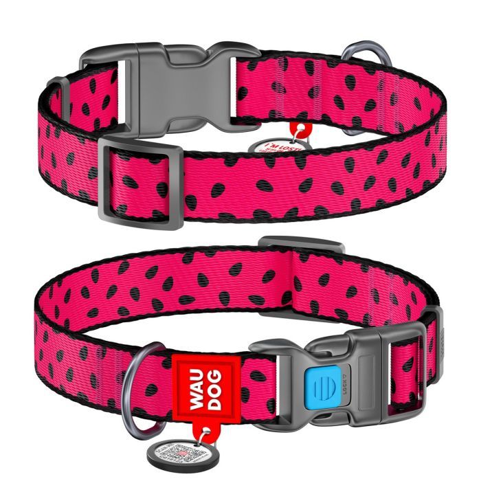 Ошейник для животных WAUDOG Nylon "Арбуз" пластиковый фастекс XXL (284-0049)