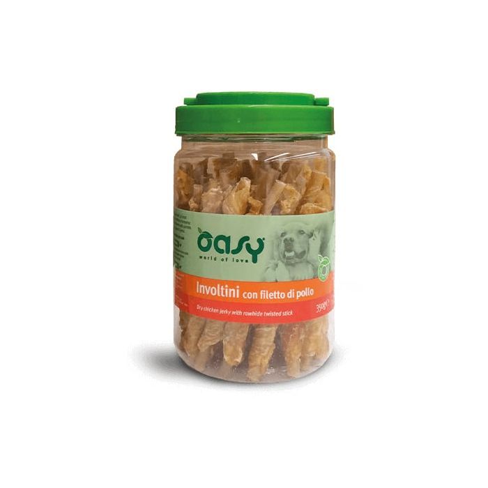Лакомство для собак OASY Jerky Rawhide Twisted Stick курица 350 г (8053017343648)
