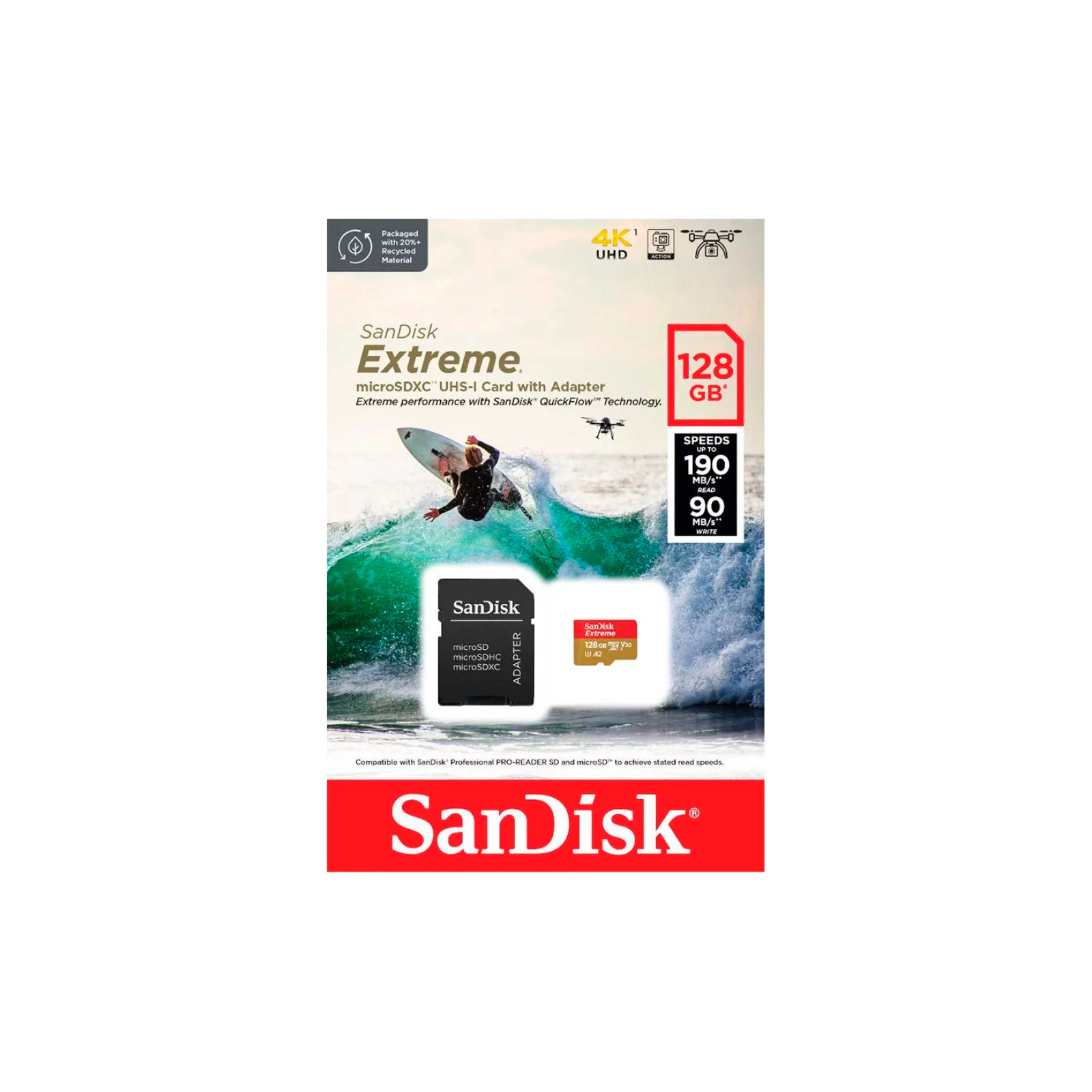 Карта пам'яті SanDisk 128GB microSD class 10 UHS-I Extreme For Action Cams and Dro (SDSQXAA-128G-GN6AA) зображення 5