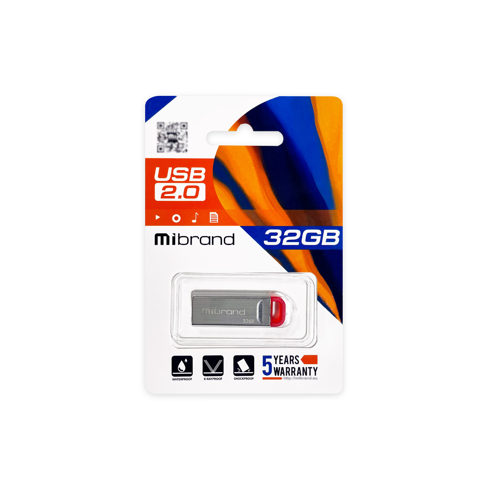 USB флеш накопичувач Mibrand 32GB Falcon Silver-Red USB 2.0 (MI2.0/FA32U7R) зображення 2
