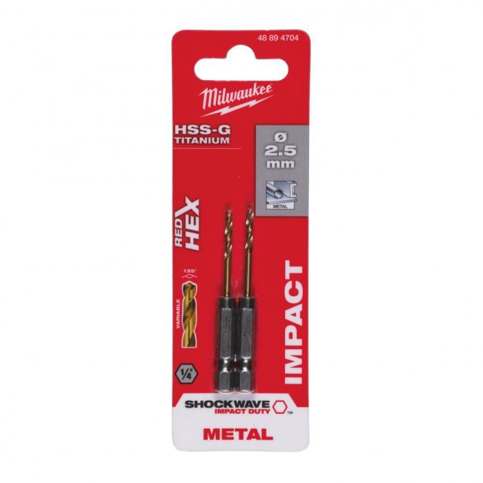 Сверло Milwaukee по металлу RedHEX HSS-G TiN. 3.3 мм, 2шт (4932471089) изображение 3
