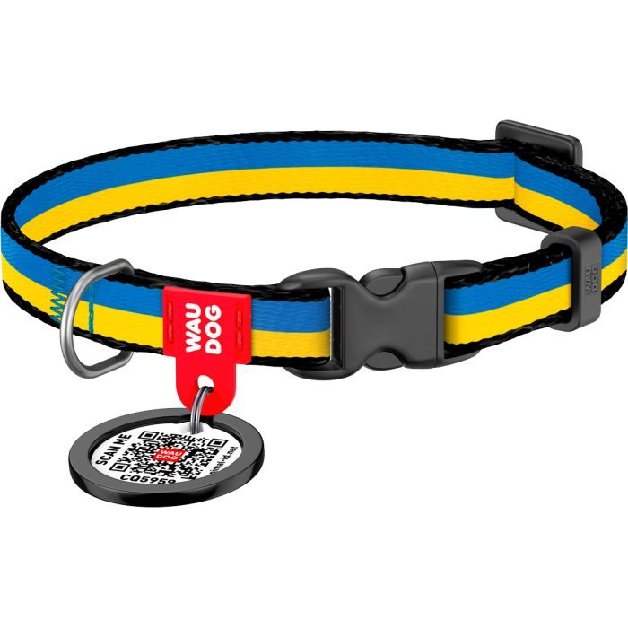 Нашийник для тварин WAUDOG Nylon з QR паспортом "Colors of freedom" пластиковий фастекс XS (278-4020)