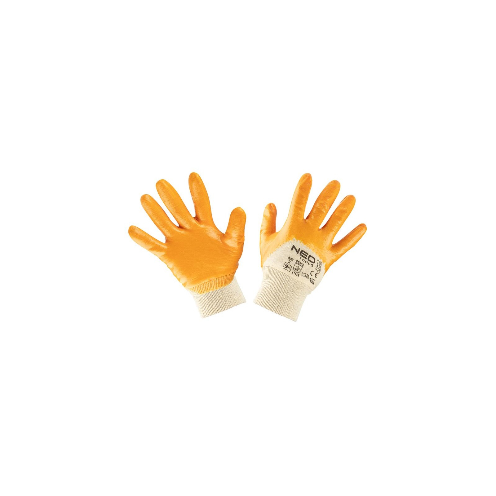 Захисні рукавиці Neo Tools нітрилове покриття, бавовна, р.9, жовтий (97-631-9)