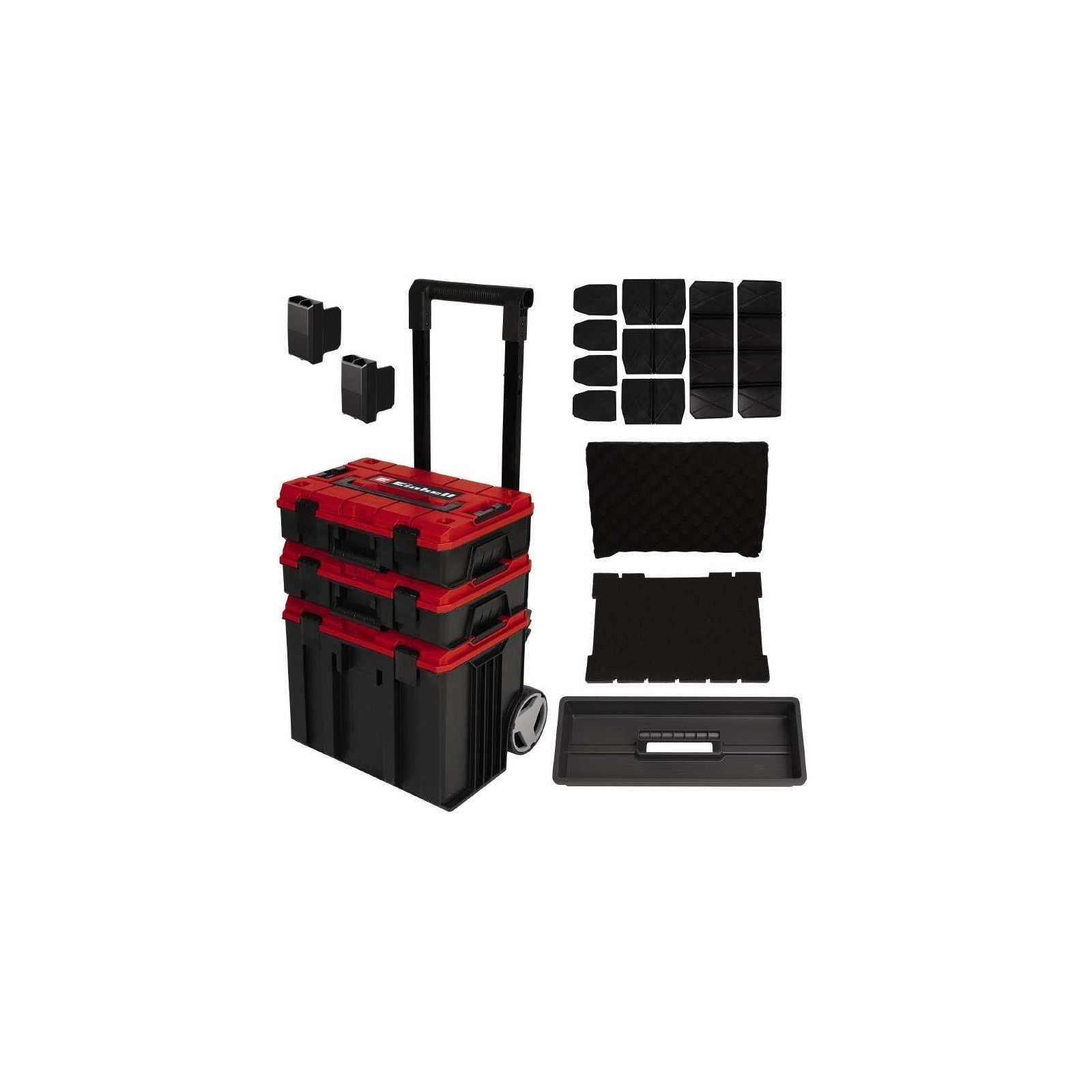 Ящик для инструментов Einhell E-Case Tower, 1 кейс S-F, 1 кейс S-F с вкладышем Grid Foam Set, 1 кейс L с колесами (4540015) изображение 2