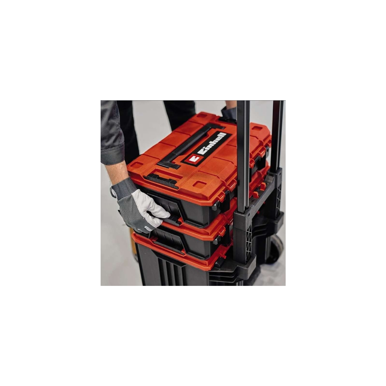 Ящик для инструментов Einhell E-Case Tower, 1 кейс S-F, 1 кейс S-F с вкладышем Grid Foam Set, 1 кейс L с колесами (4540015) изображение 8