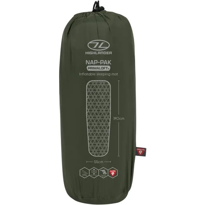 Туристичний килимок Highlander Nap-Pak Inflatable Sleeping Mat PrimaLoft 5 cm Olive (AIR072-OG) (930481) зображення 7