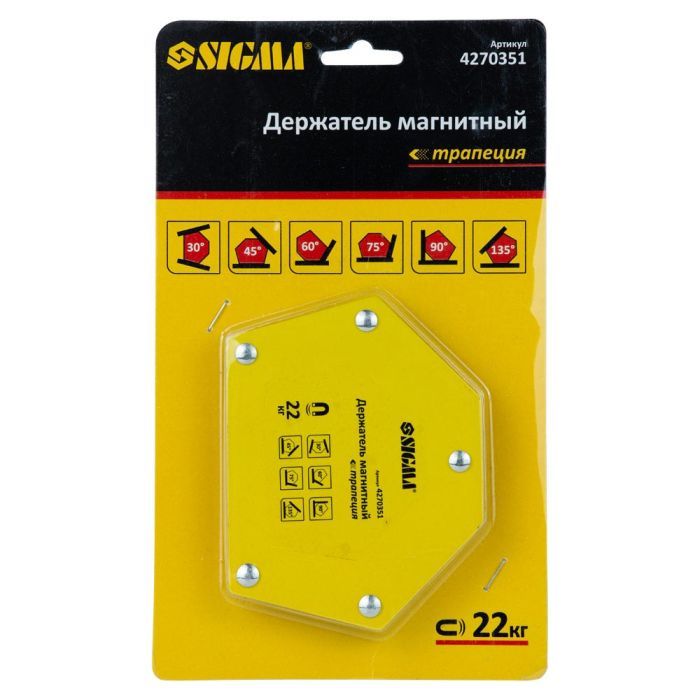 Магнит для сварки Sigma трапеция 34кг 105x65x65x45мм (30,45,60,75,90,135°) (4270361) изображение 5