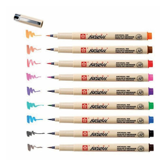 Лайнер Sakura Набір лінерів-пензлів Pigma Brush, 9 кольорів (8710141131137) зображення 7