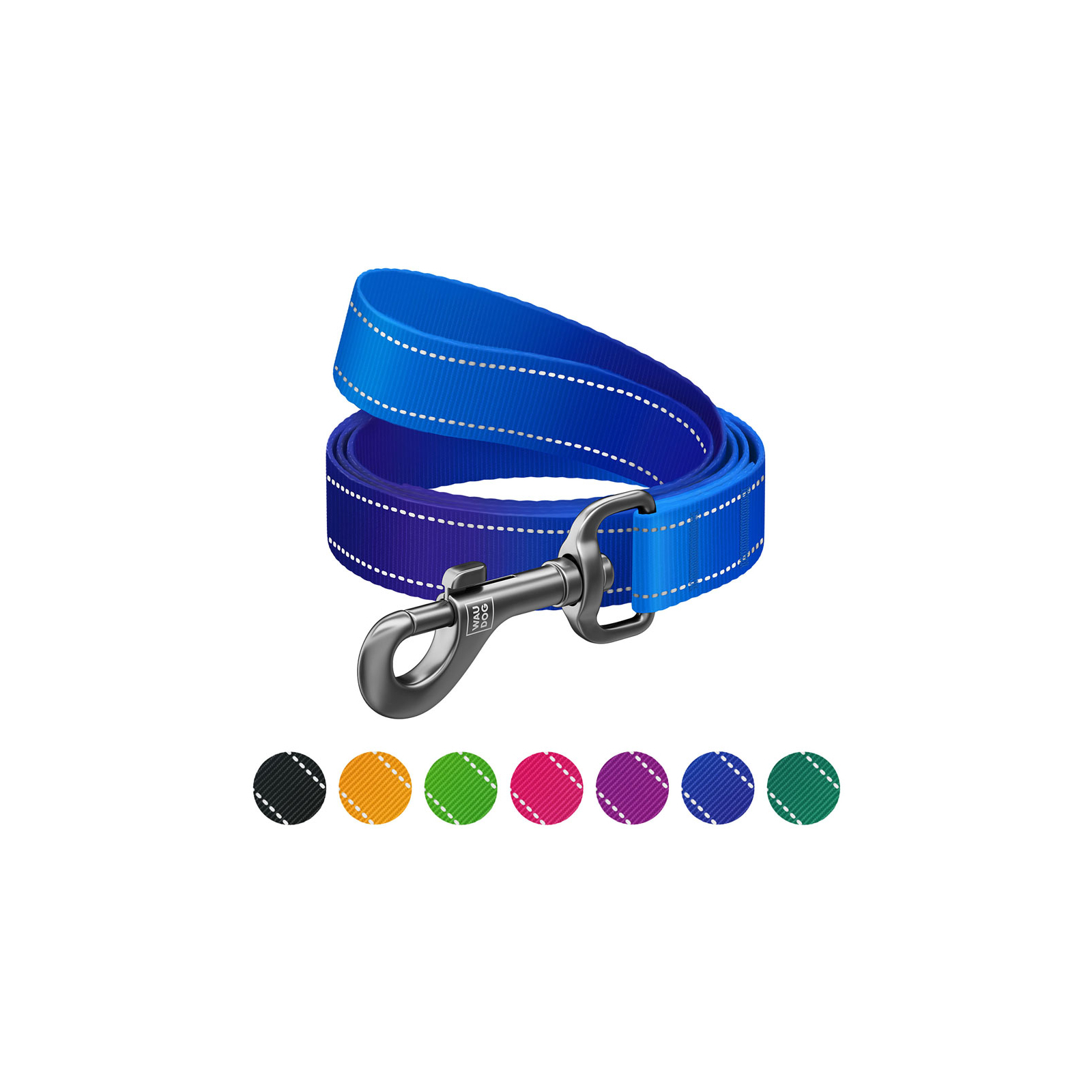 Повідок для собак WAUDOG Nylon Mono, світловідбивний S синій (521712)
